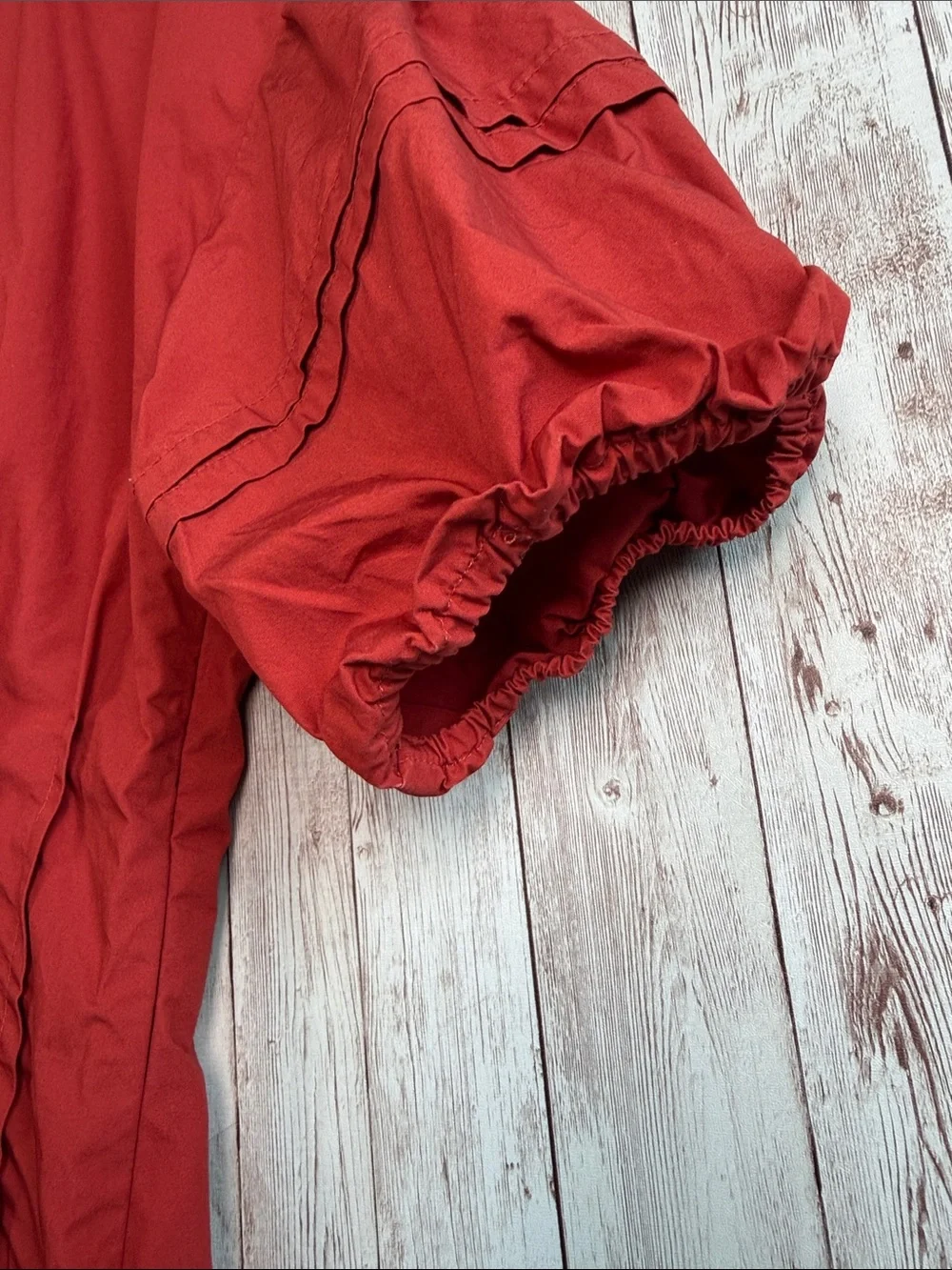 Banana Republic Puff Sleeve Pintuck Poplin Blouse sz Small Burnt Orange Red Fall